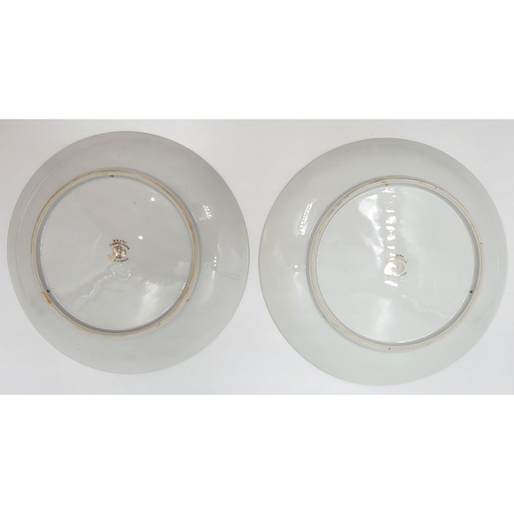 Two UCAGCO China Hand Painted Landscape Plates Gold Trim Japan 1950s Signed Art - Picture 8 of 10